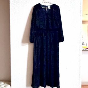 Chico's Black Velvet Burnout Maxi Dress Women XL Geometric Y2K 90s Formal Goth